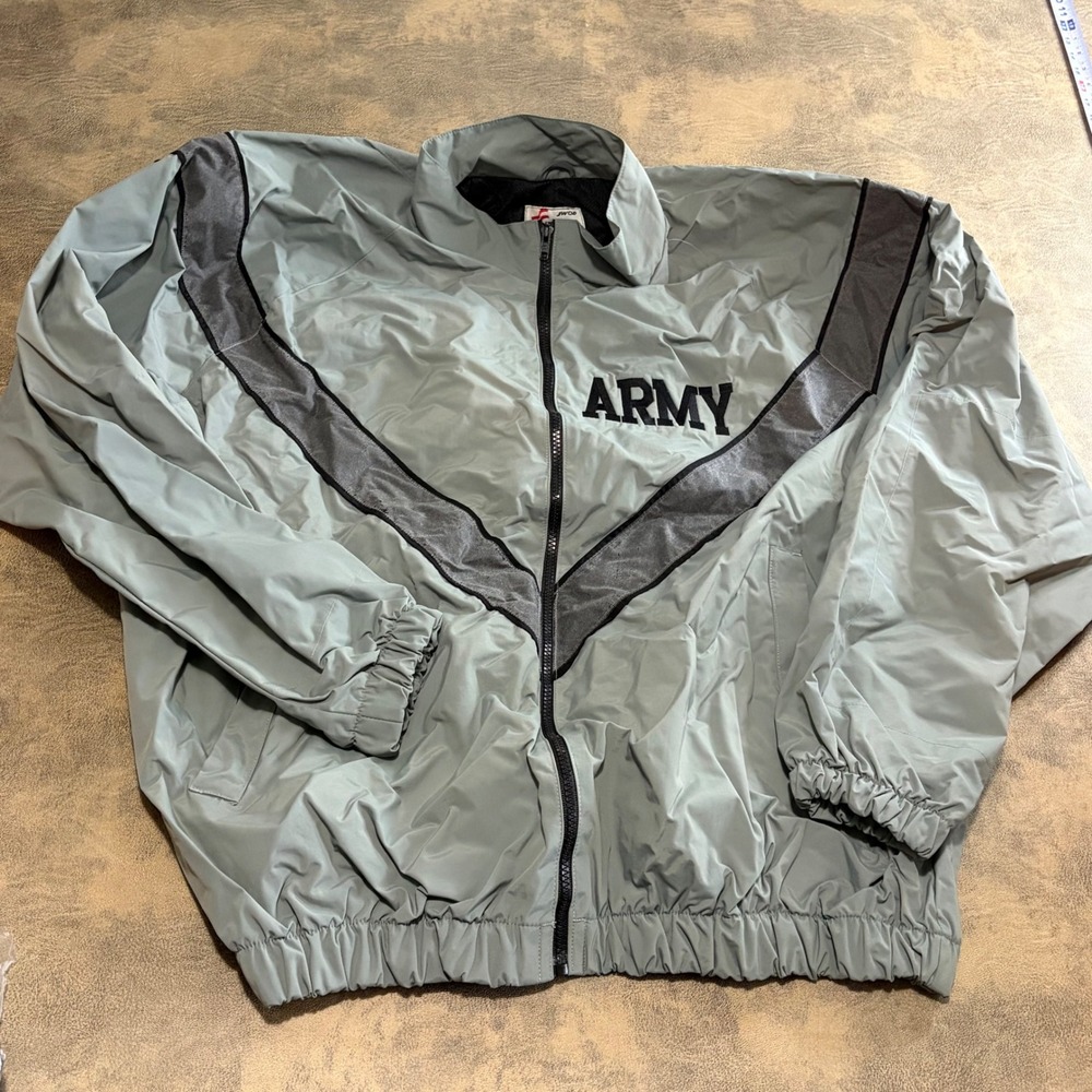 Skilcraft Army PFU Training Jacket Mens Large Long Gray Reflective Nylon Zip Up